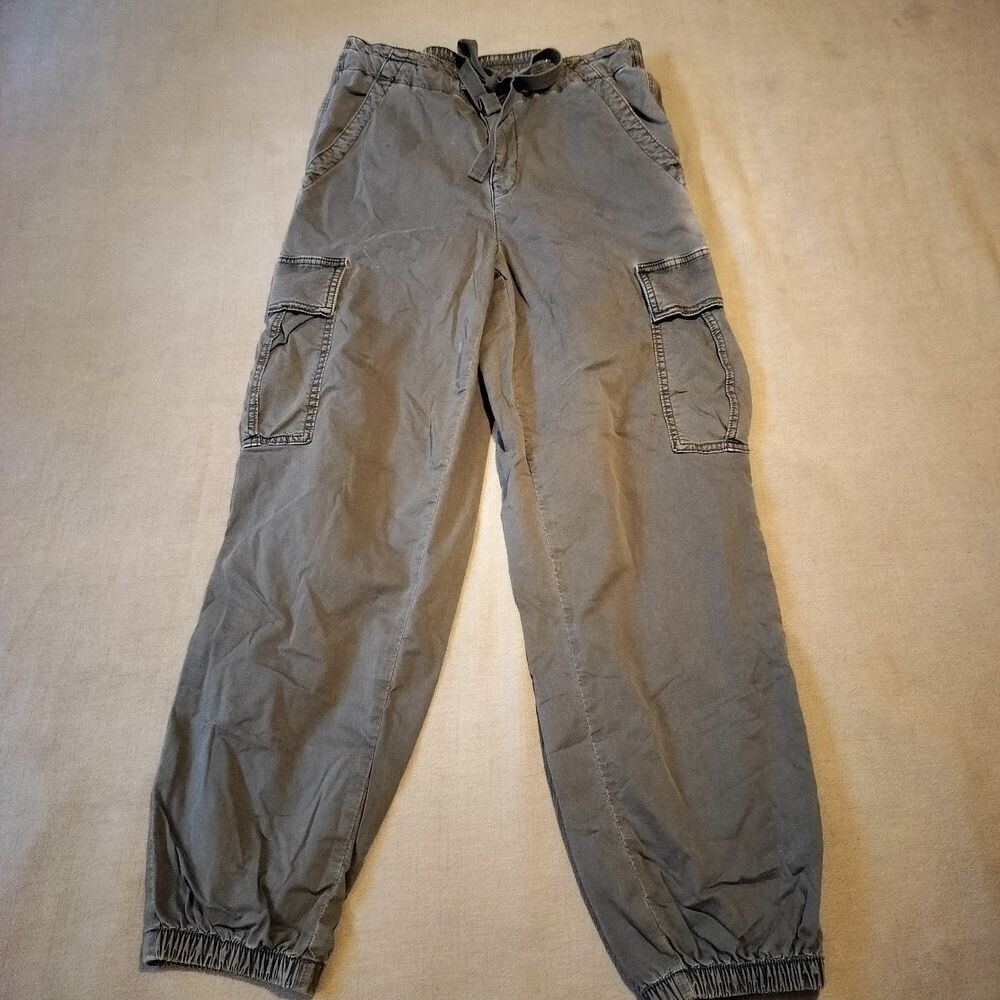 American Eagle Jogger Cargo Pants Womens 8 Olive Green Utility Drawstring Baggy